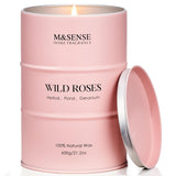 Bougie M&SENSE Rose Sauvage dans son étui cadeau, idéale comme idée cadeau détente.
