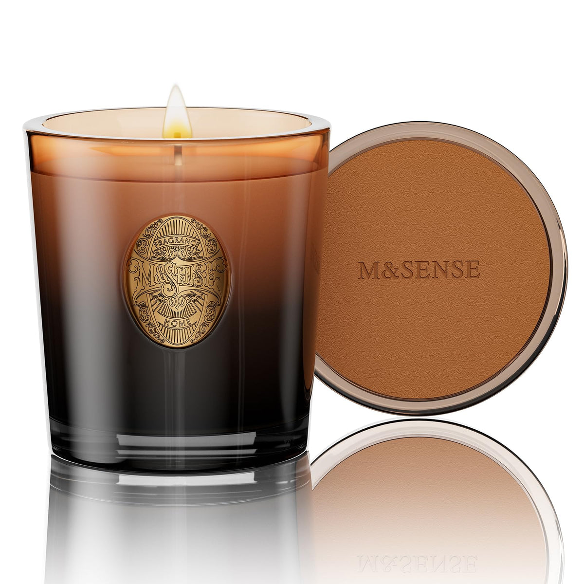 M&SENSE Bougie Soja Acajou Santal Noir: ambiance chaleureuse durable.