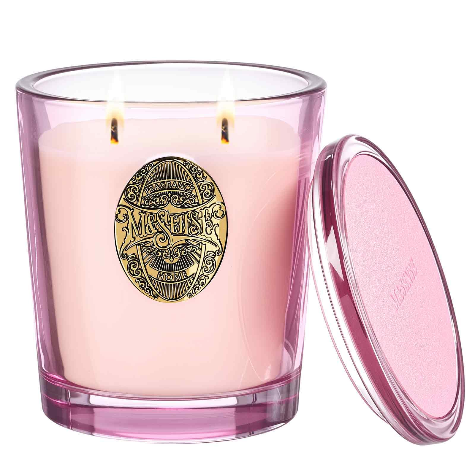 bougie msense au soja deux-meches jasmin et rose pour diffusion durable