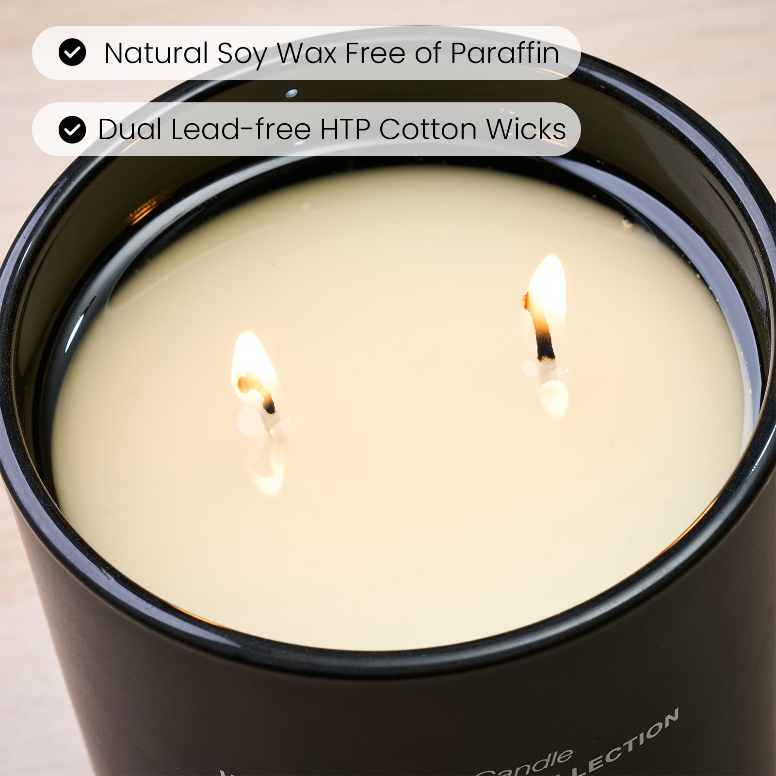Bougie MSENSE sans paraffine assurant combustion propre.