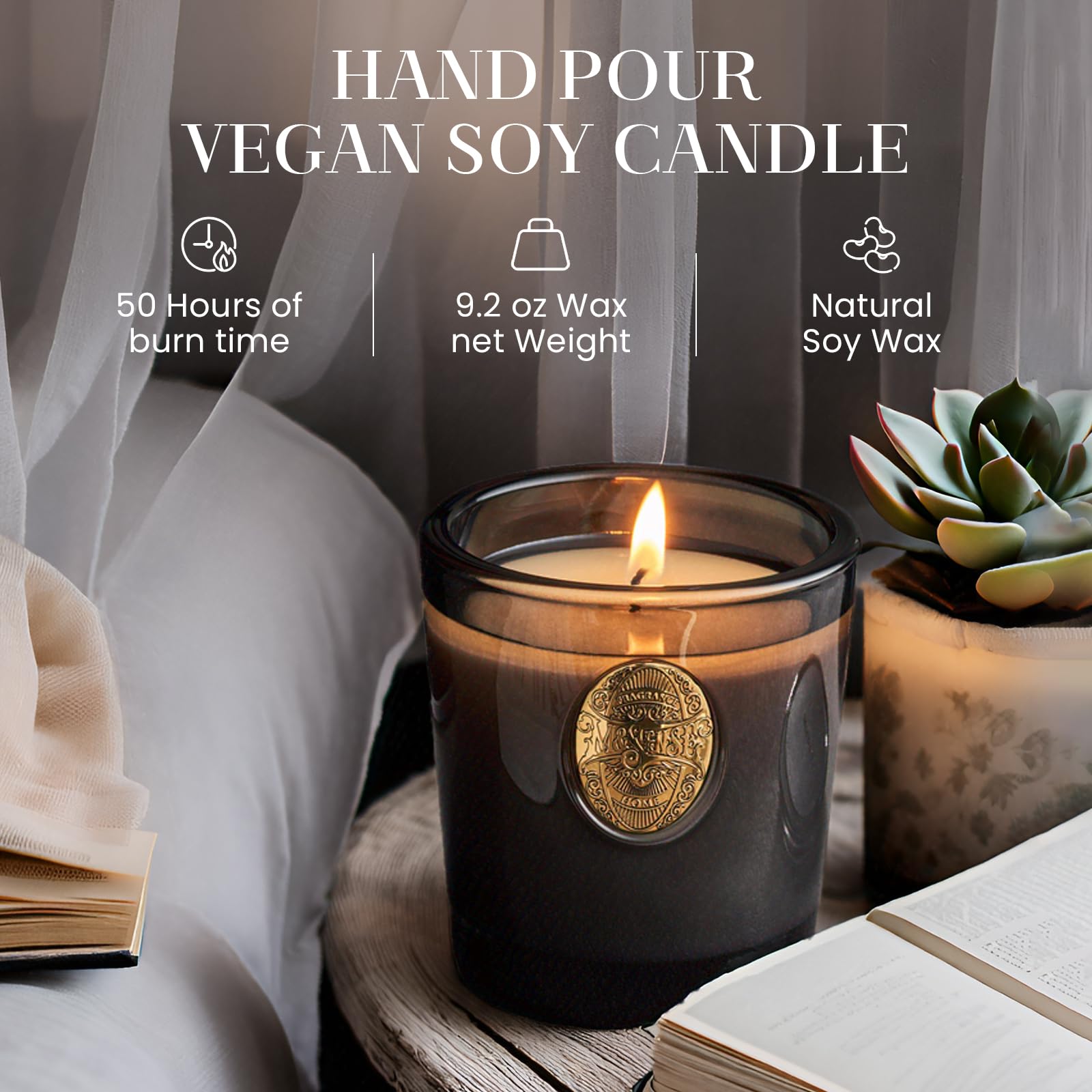 Mèche coton sans plomb de la bougie M&SENSE, brûlage propre et régulier.