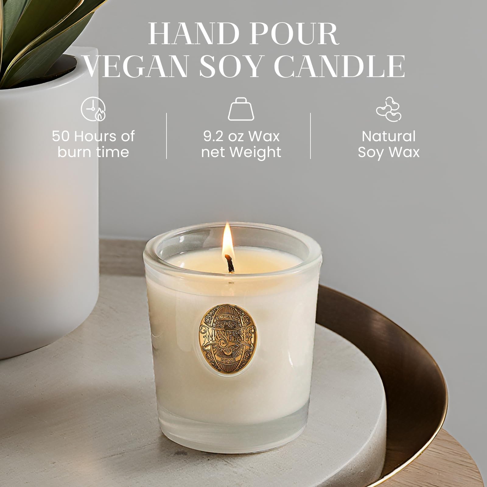 Bougie M&SENSE Vanilla Dream, flamme lente pour ambiance apaisante durable.