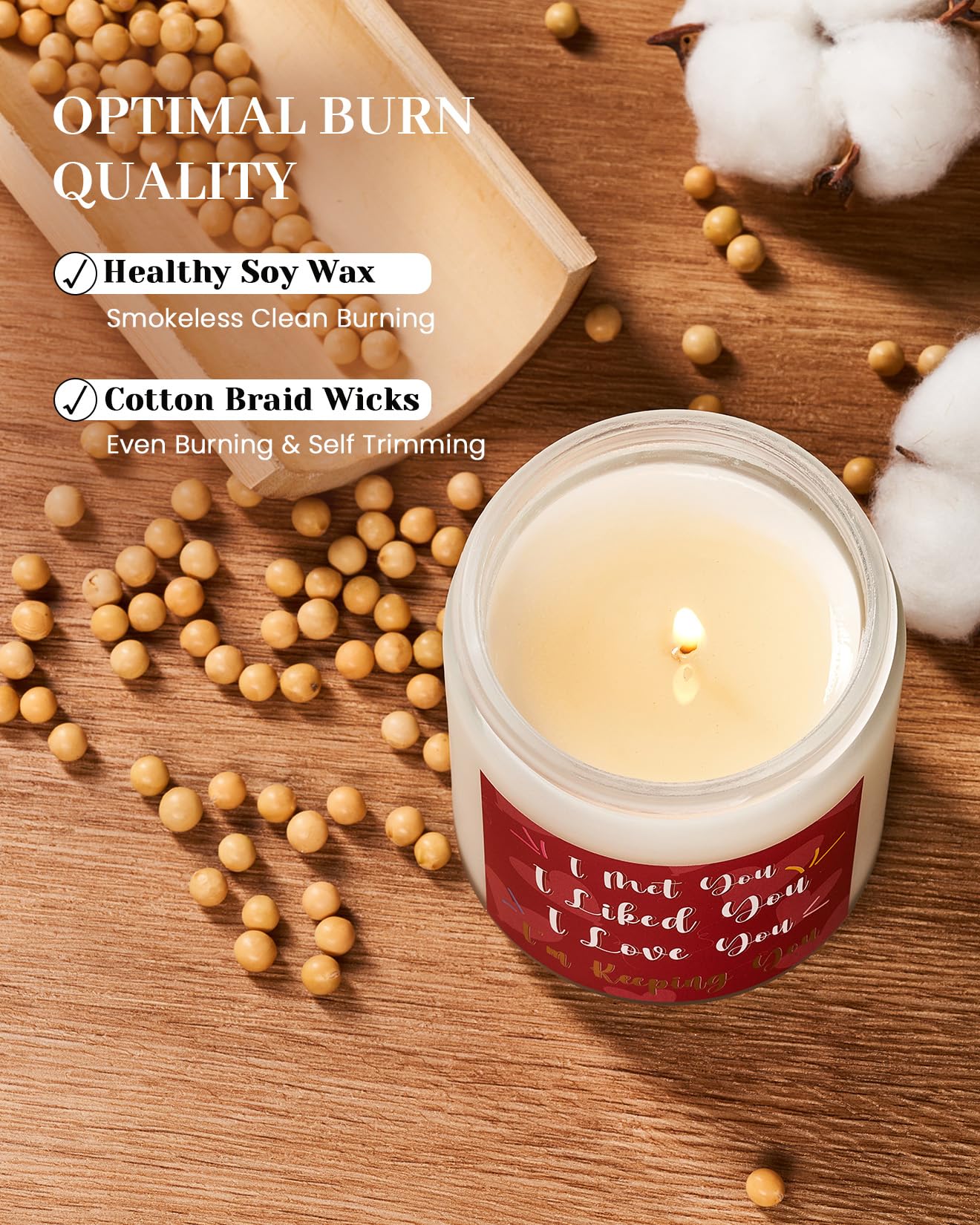 Bougie M&SENSE cire soja naturelle, combustion propre.