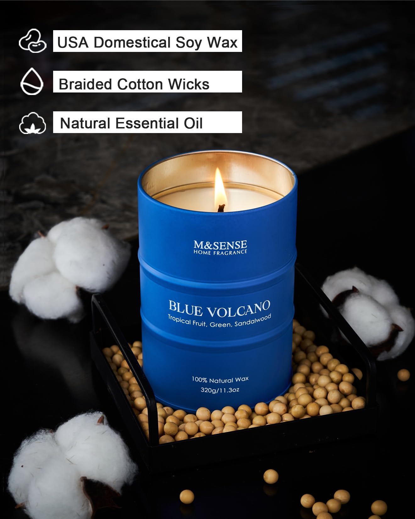 Mèche coton sans plomb favorisant une combustion homogène et régulière.