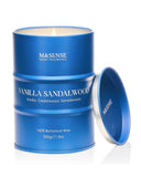 Bougie M&SENSE vanille santal, ambiance relaxante et parfum durable.