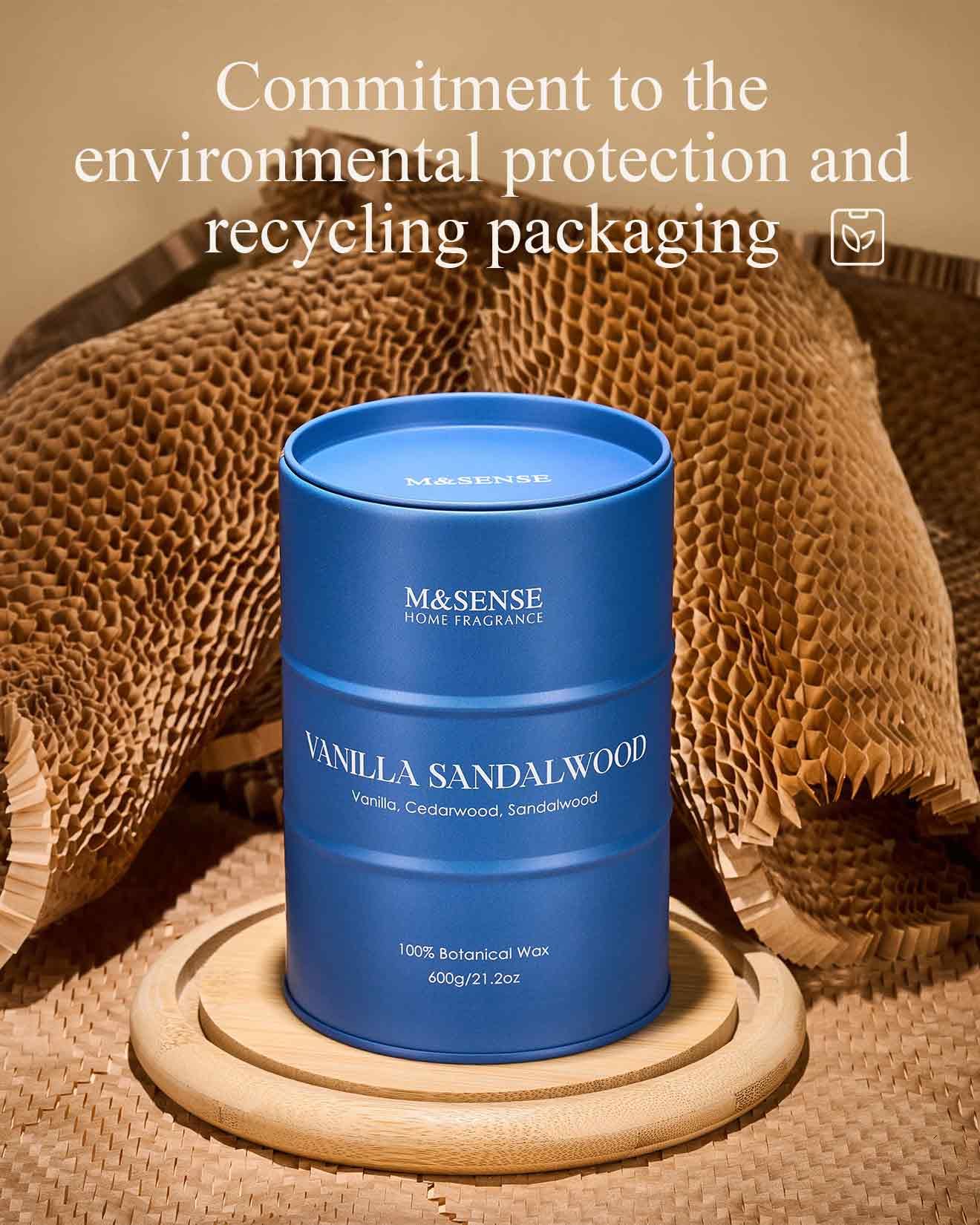 M&SENSE Vanille Santal, emballage recyclable pour une option durable.