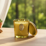 Vase en verre réutilisable de la bougie M&SENSE, design élégant et pratique.
