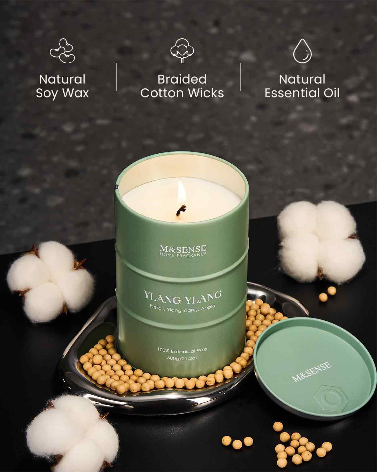 M&SENSE Ylang Ylang dégage un parfum floral apaisant pour la relaxation.