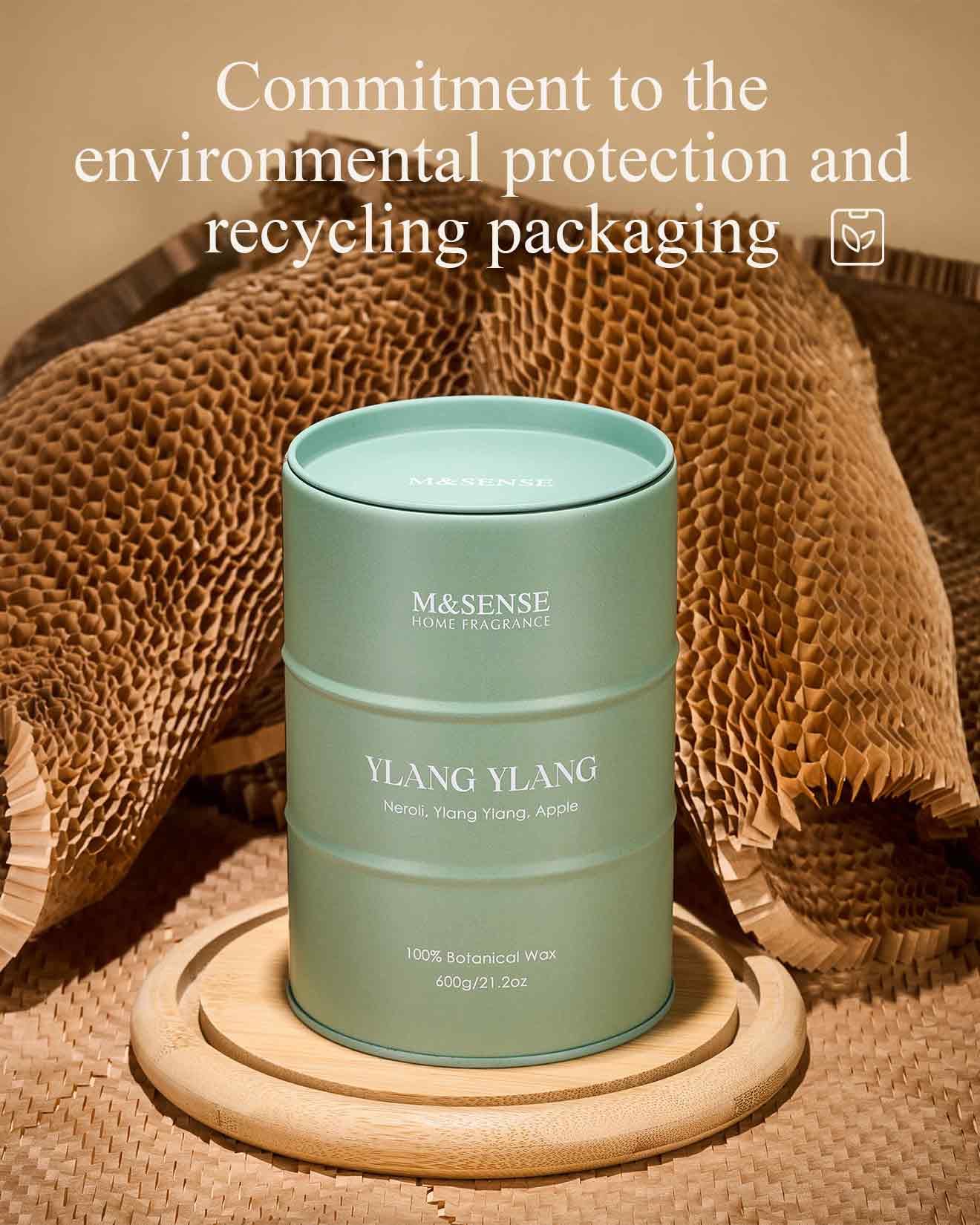M&SENSE Ylang Ylang souci d'emballage recyclable et étiquette durable.