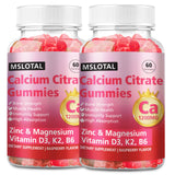 MSLOTAL gommes calcium citrate au goût framboise, soutien possible pour la santé des os et des muscles