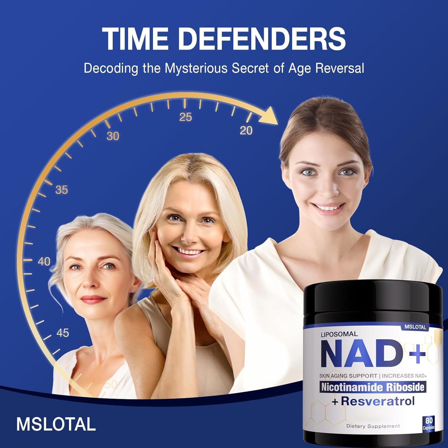 MSLOTAL NAD+ visuel jeunesse et vitalité, effet potentiel sur le bien-être.