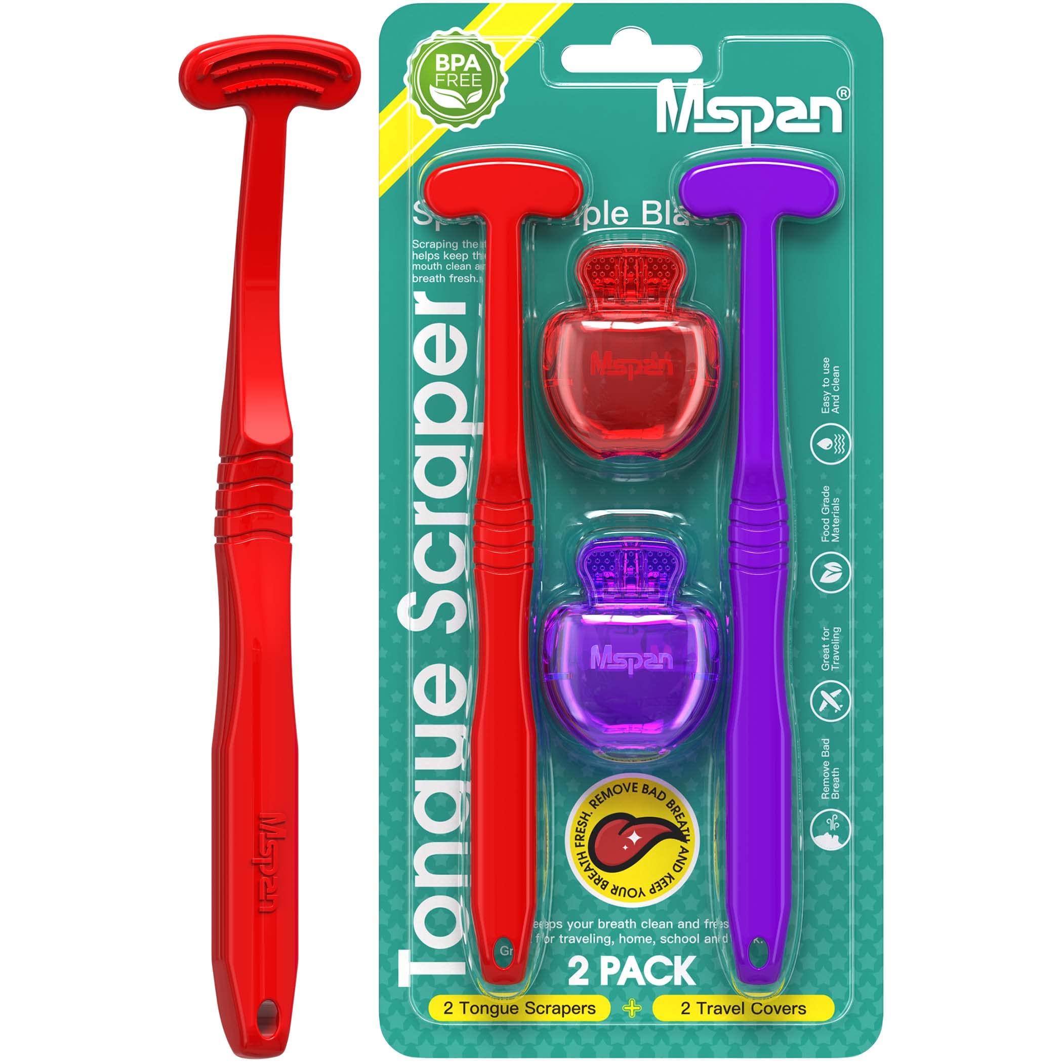 Mspan grattoir-langue et brosse: nettoyage efficace et haleine fraîche.