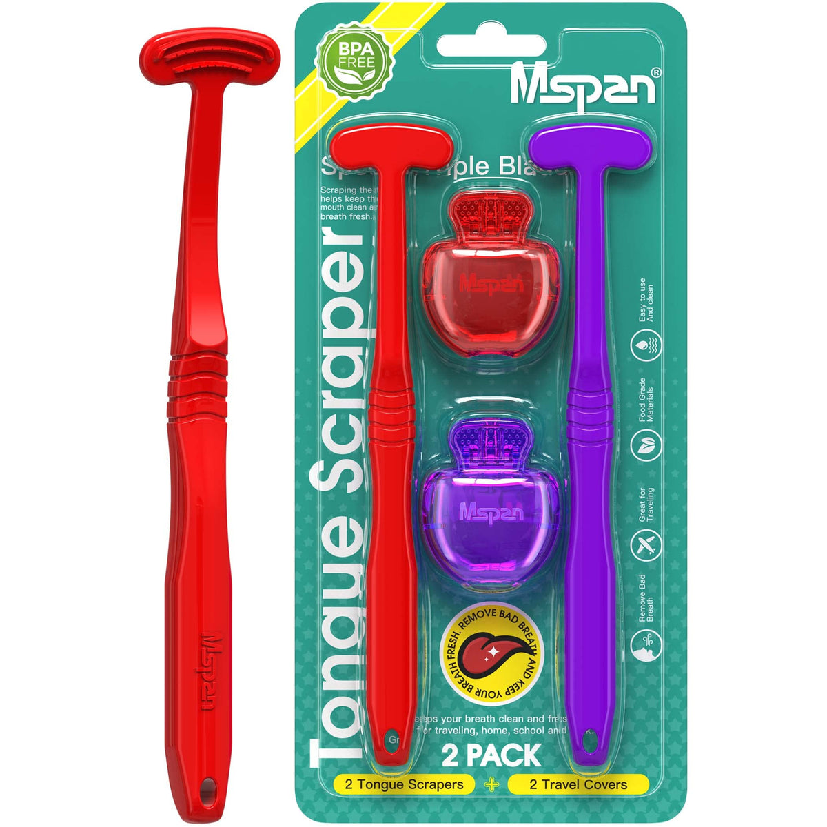 Mspan grattoir-langue et brosse: nettoyage efficace et haleine fraîche.
