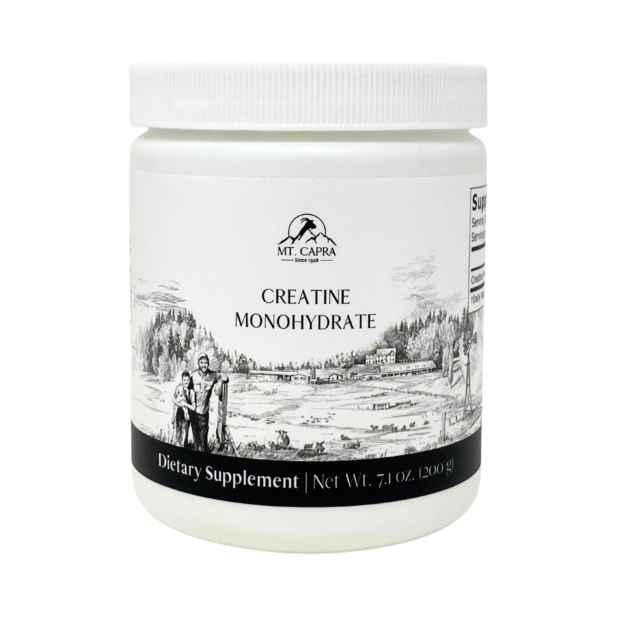 Mt. Capra Creatine en bouteille, dosage 5 g, énergie soutenue pour l'entraînement