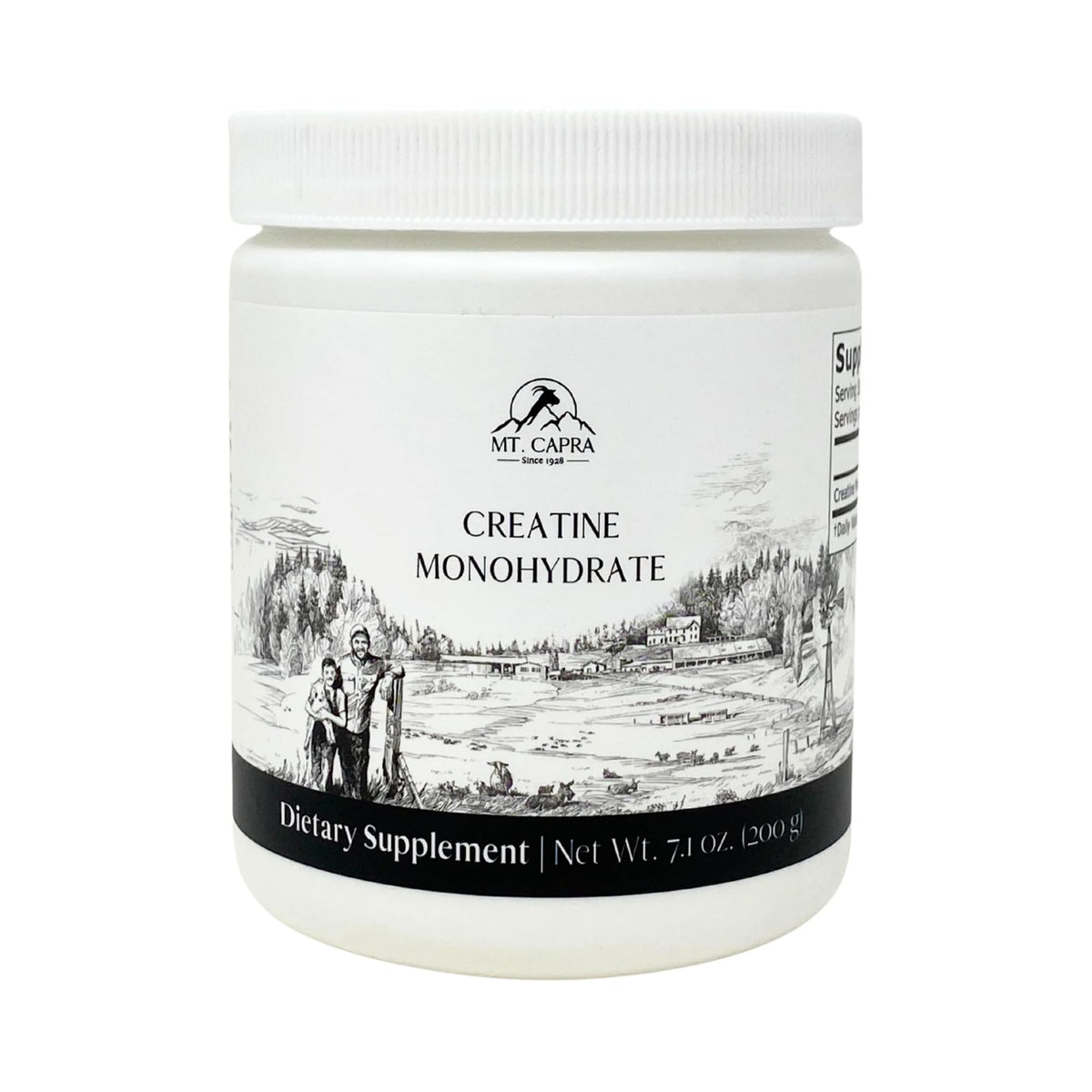 Mt. Capra Creatine en bouteille, dosage 5 g, énergie soutenue pour l'entraînement