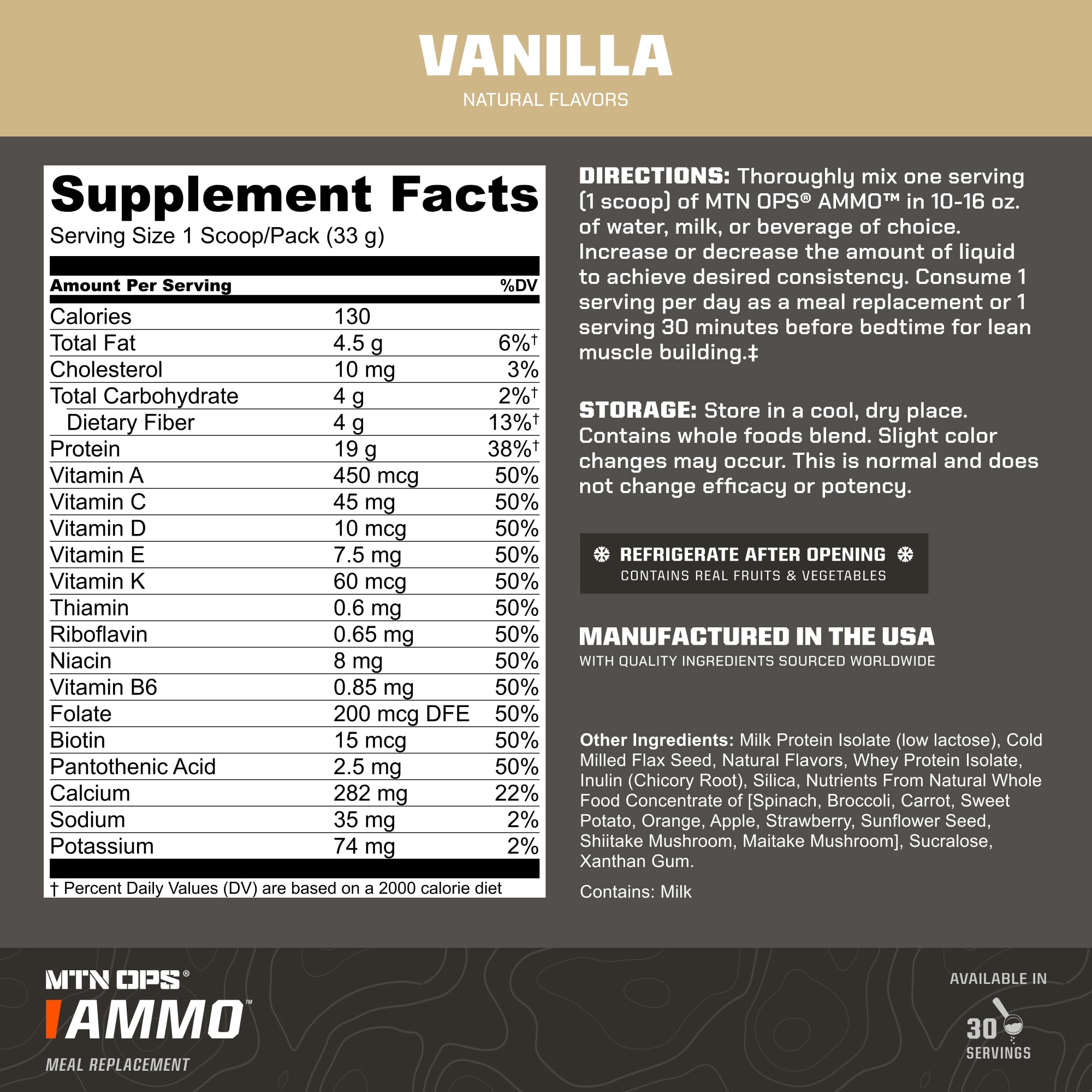 MTN OPS Ammo Fruits et légumes réels, mélange riche en nutriments pour le quotidien