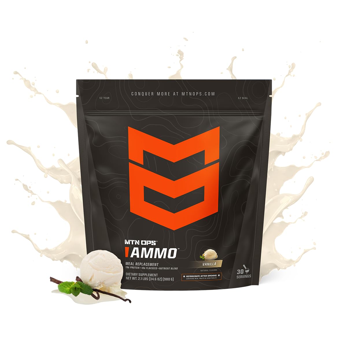 MTN OPS Ammo Gourde Vanille, boisson nutritive prête à emporter lors d'entraînements