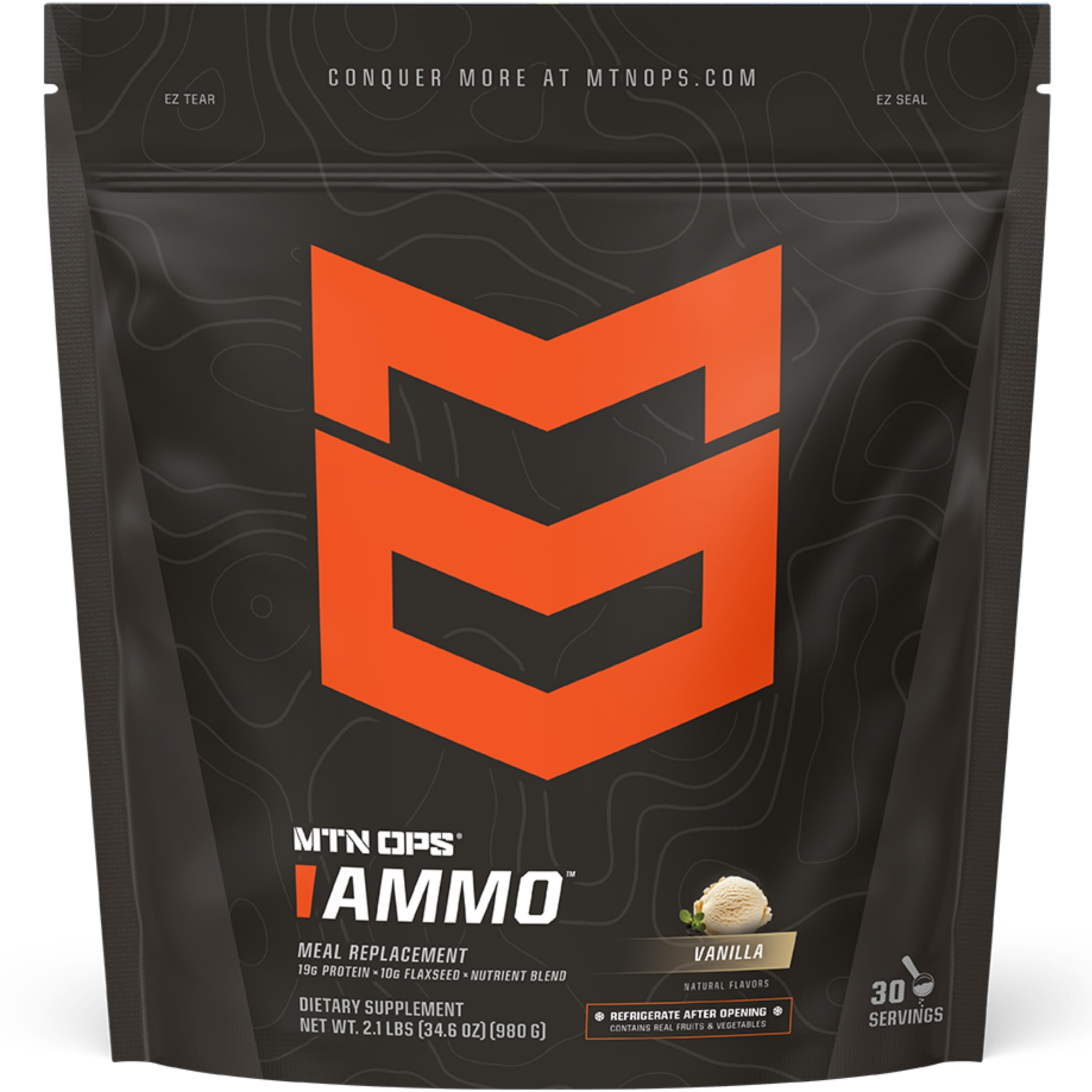 MTN OPS Ammo Poudre remplacement repas Vanille, alternative pratique et nutritive pour le midi