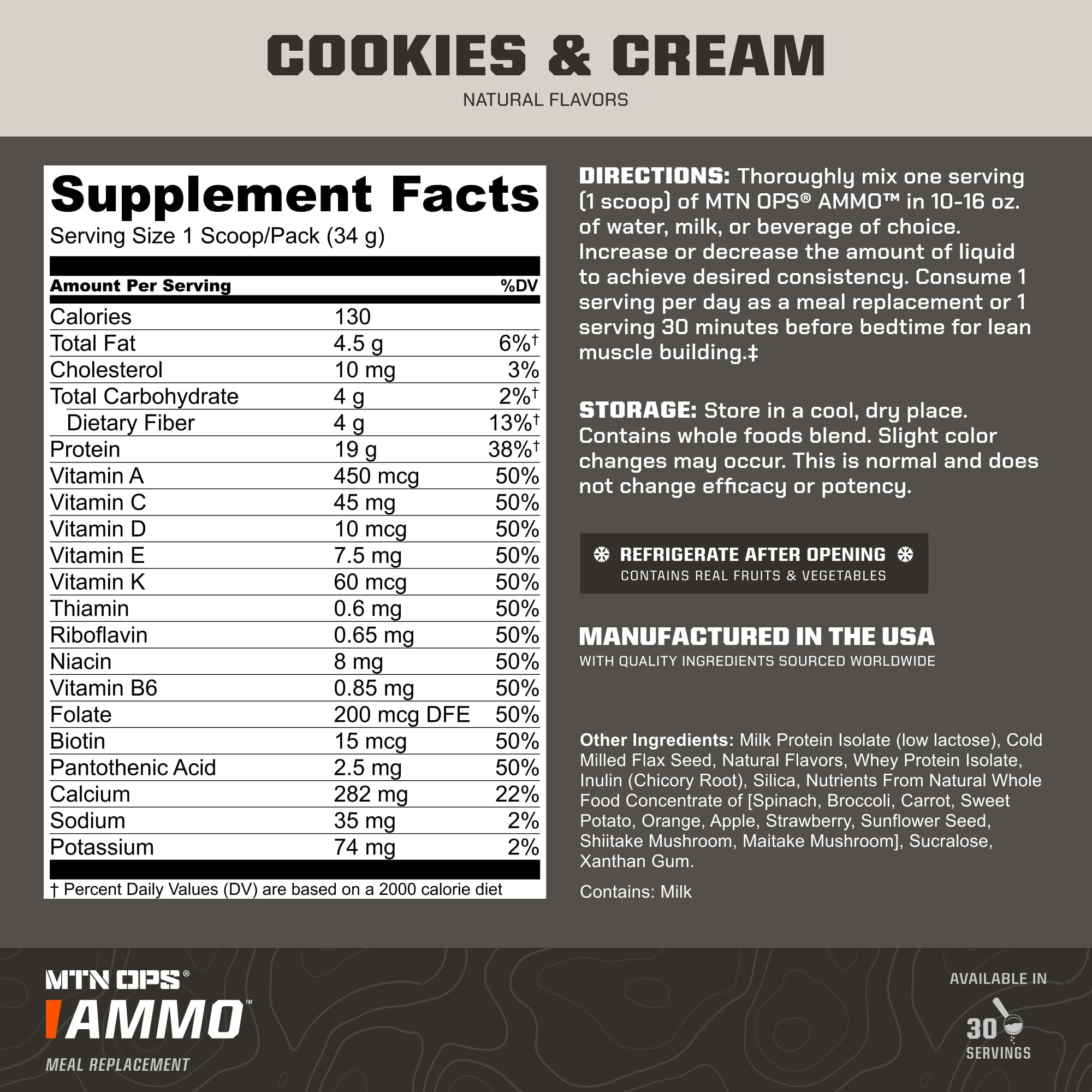 MTN OPS Ammo – quatre point cinq portions fruits et légumes réels.