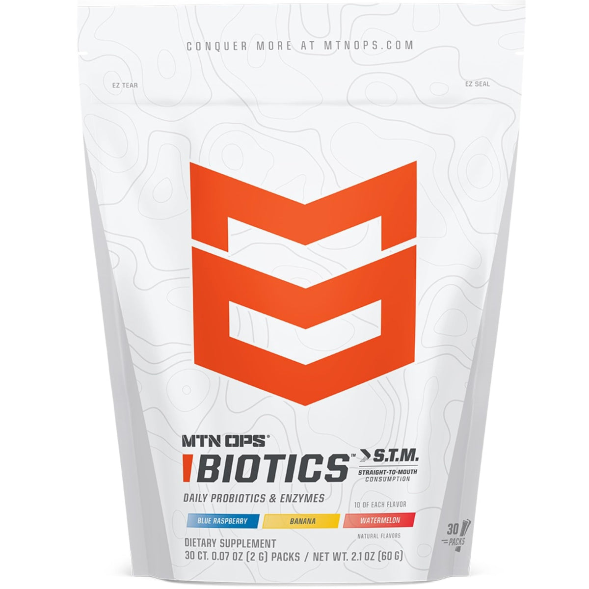 MTN OPS Biotics STM – prise sans eau pour soutien digestif en déplacement.