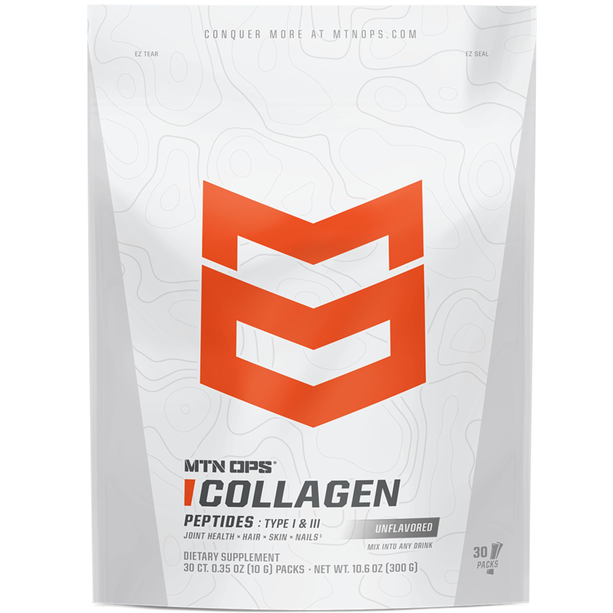 MTN OPS collagène à emporter — emballage pratique pour nutrition rapide.