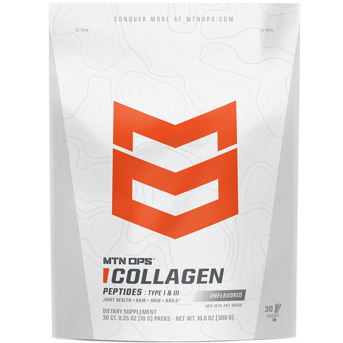 MTN OPS collagène à emporter — emballage pratique pour nutrition rapide.