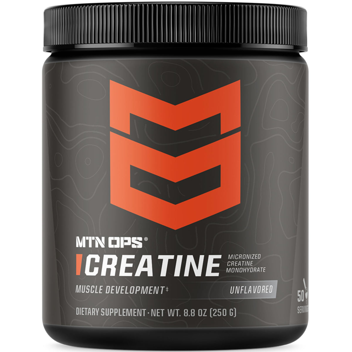 MTN OPS Créatine micronisée dans une bouteille, soutien potentiel à la force.