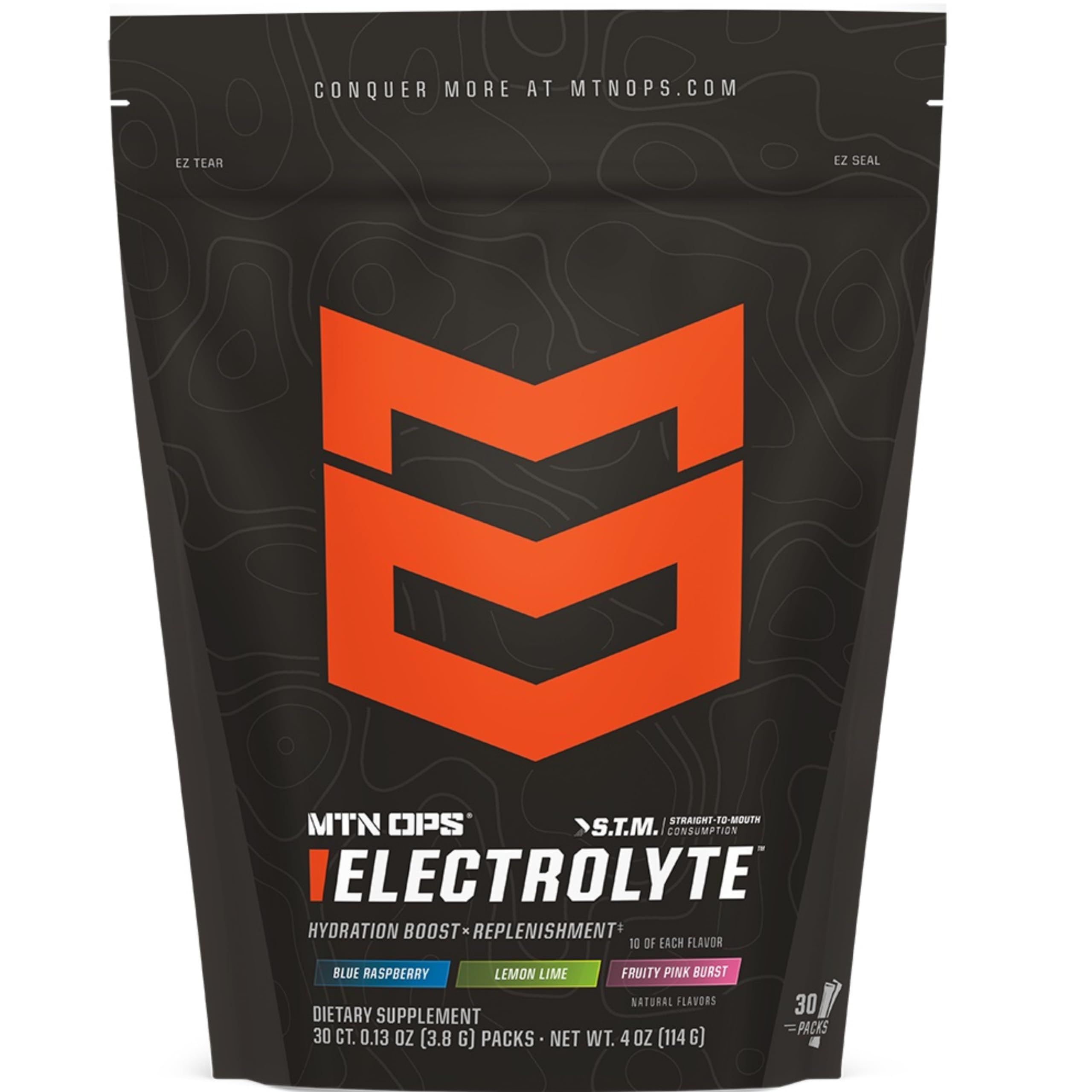 MTN OPS électrolytes en sachets variété 3 saveurs pour réhydratation rapide après l effort.