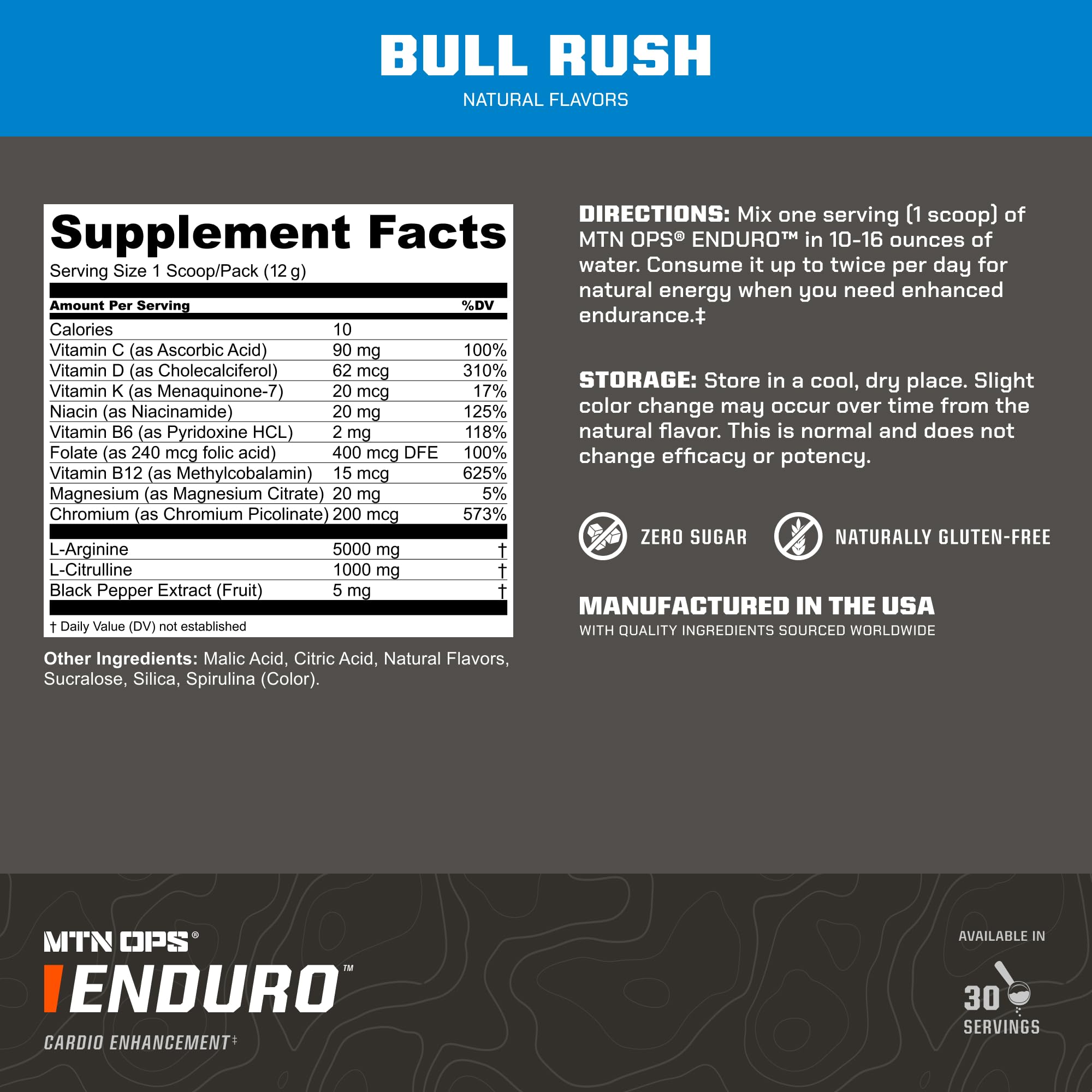 MTN OPS Enduro dose dans un verre sans stimulant