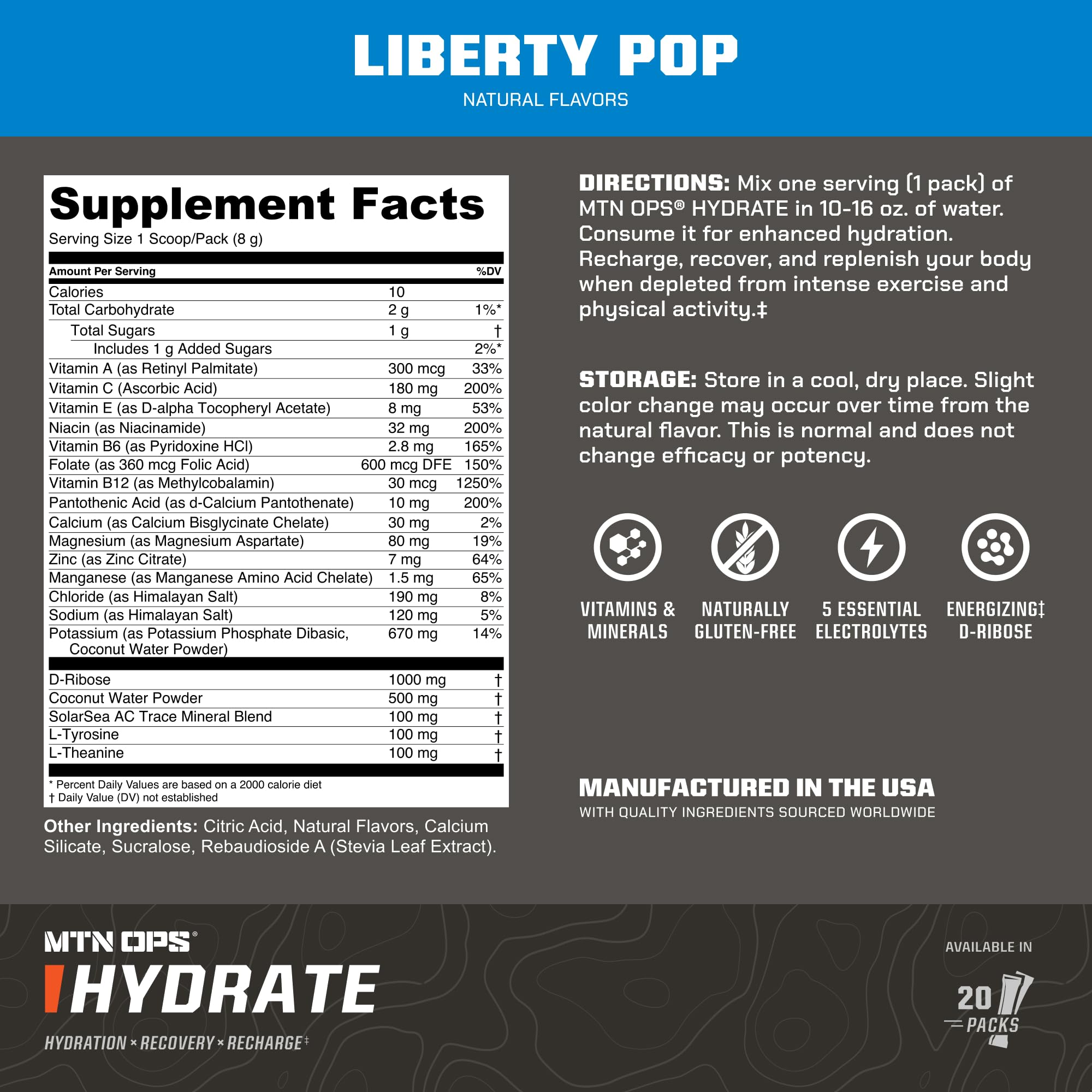 Gourde portable MTN OPS Hydrate prête pour entraînement en extérieur.