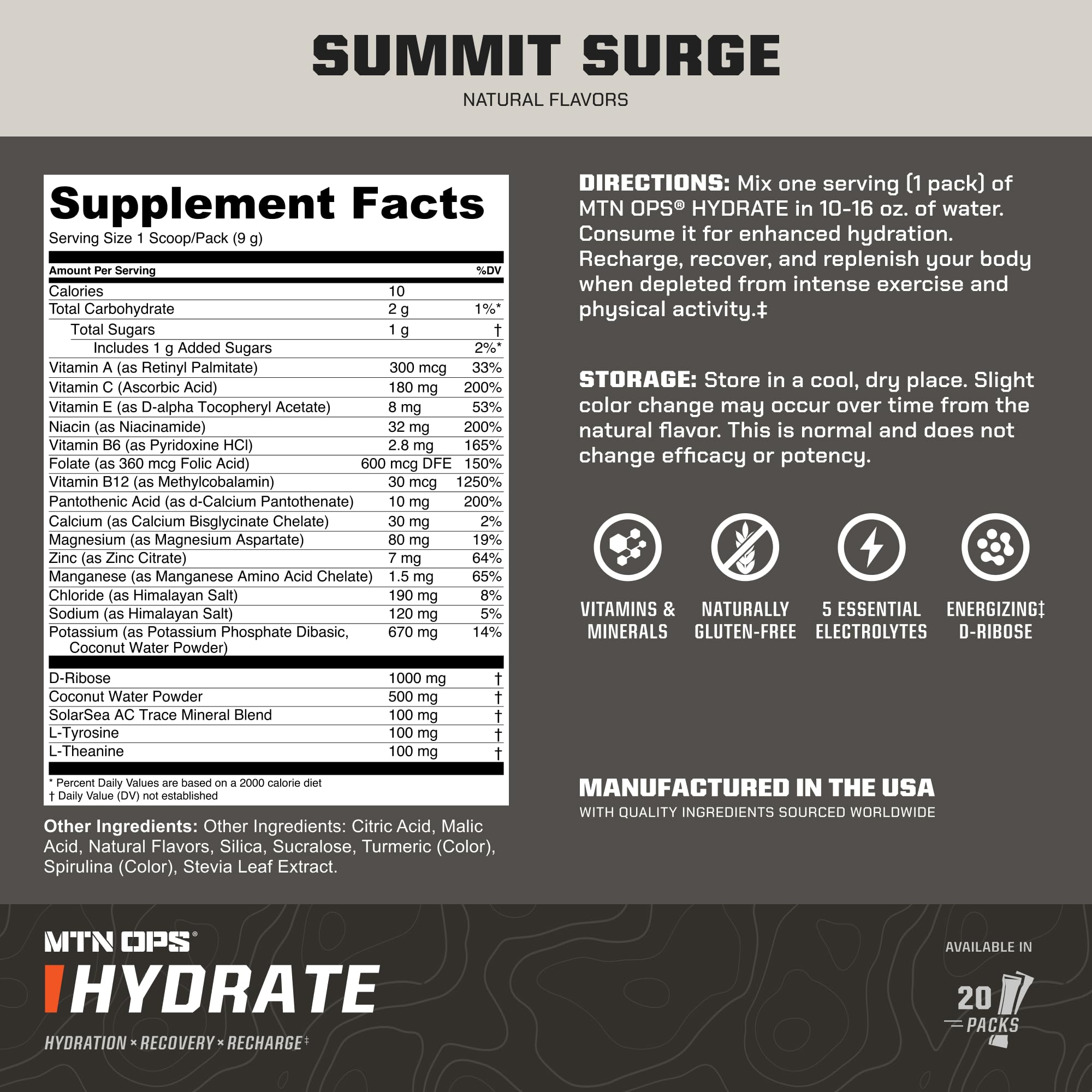 MTN OPS Hydrate: poudre électrolyte utilisée dans l'eau