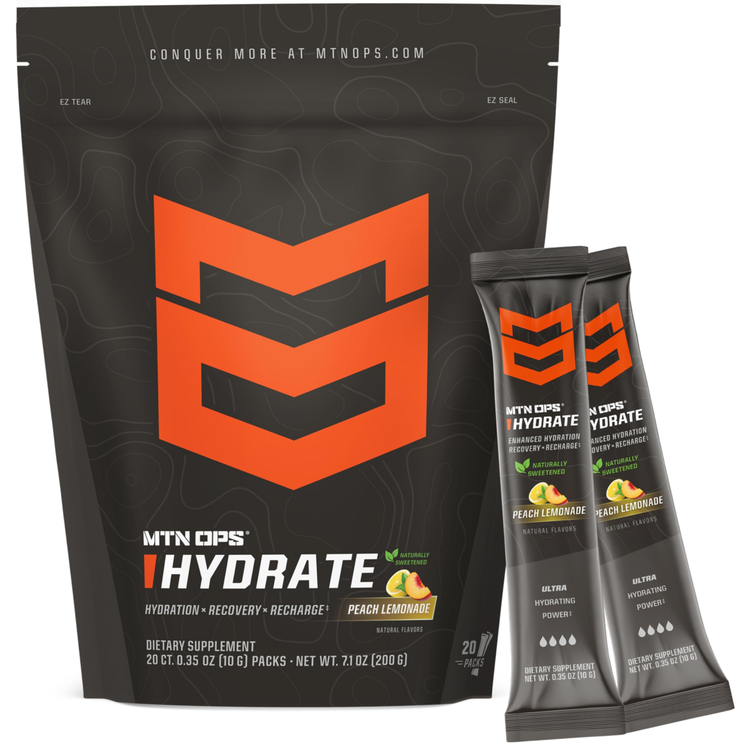 MTN OPS Hydrate sachet pêche-limonade, pratique à emporter pour hydratation rapide