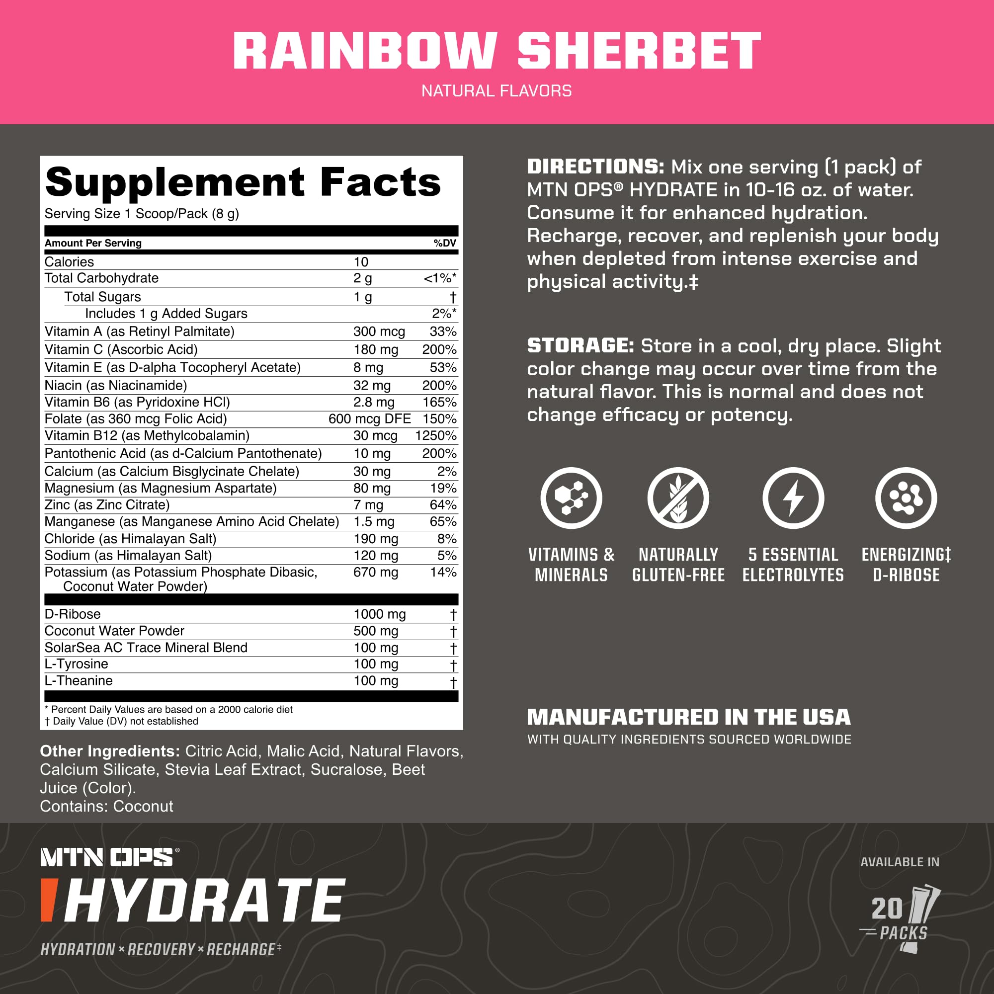 MTN OPS Hydrate – sachets portables, idéal pour rester hydraté pendant l'effort.