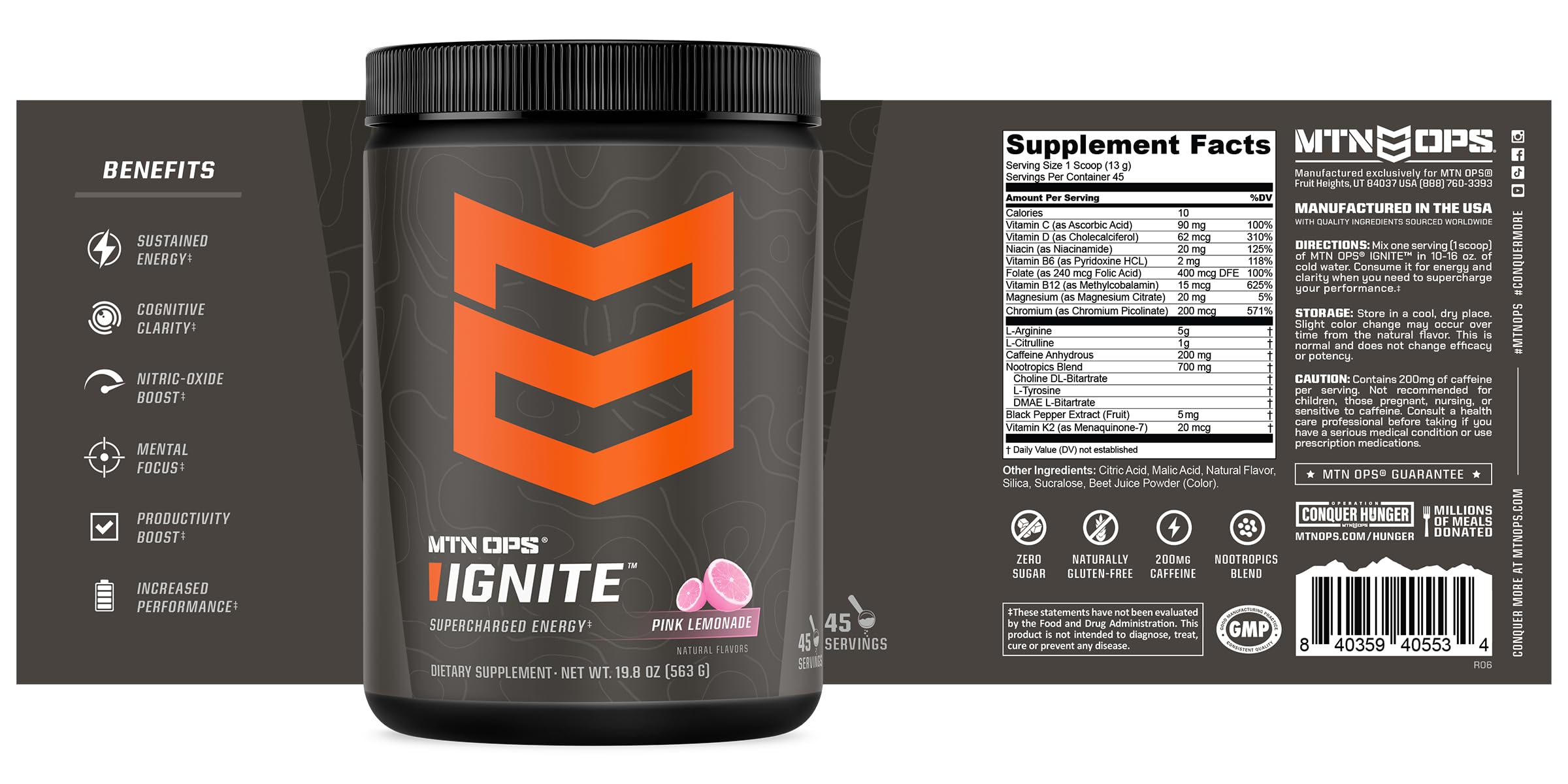 Préparation MTN OPS Ignite pour aventure en plein air, énergie durable et nette