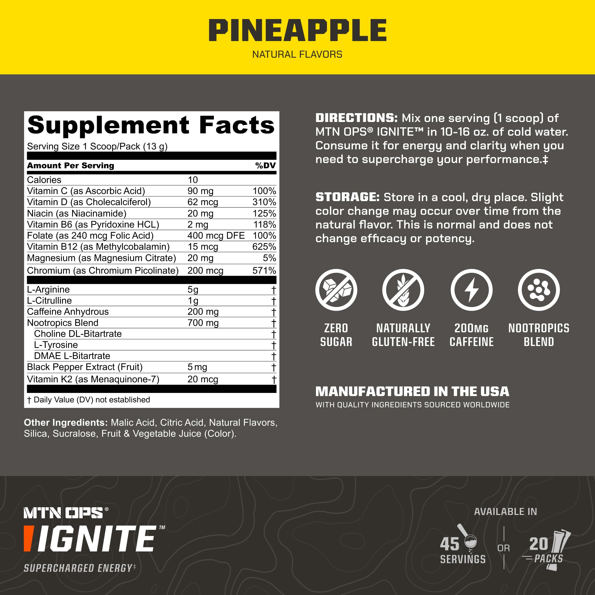 MTN OPS Ignite Dose Sachet, dose unique pour démarrer la journée