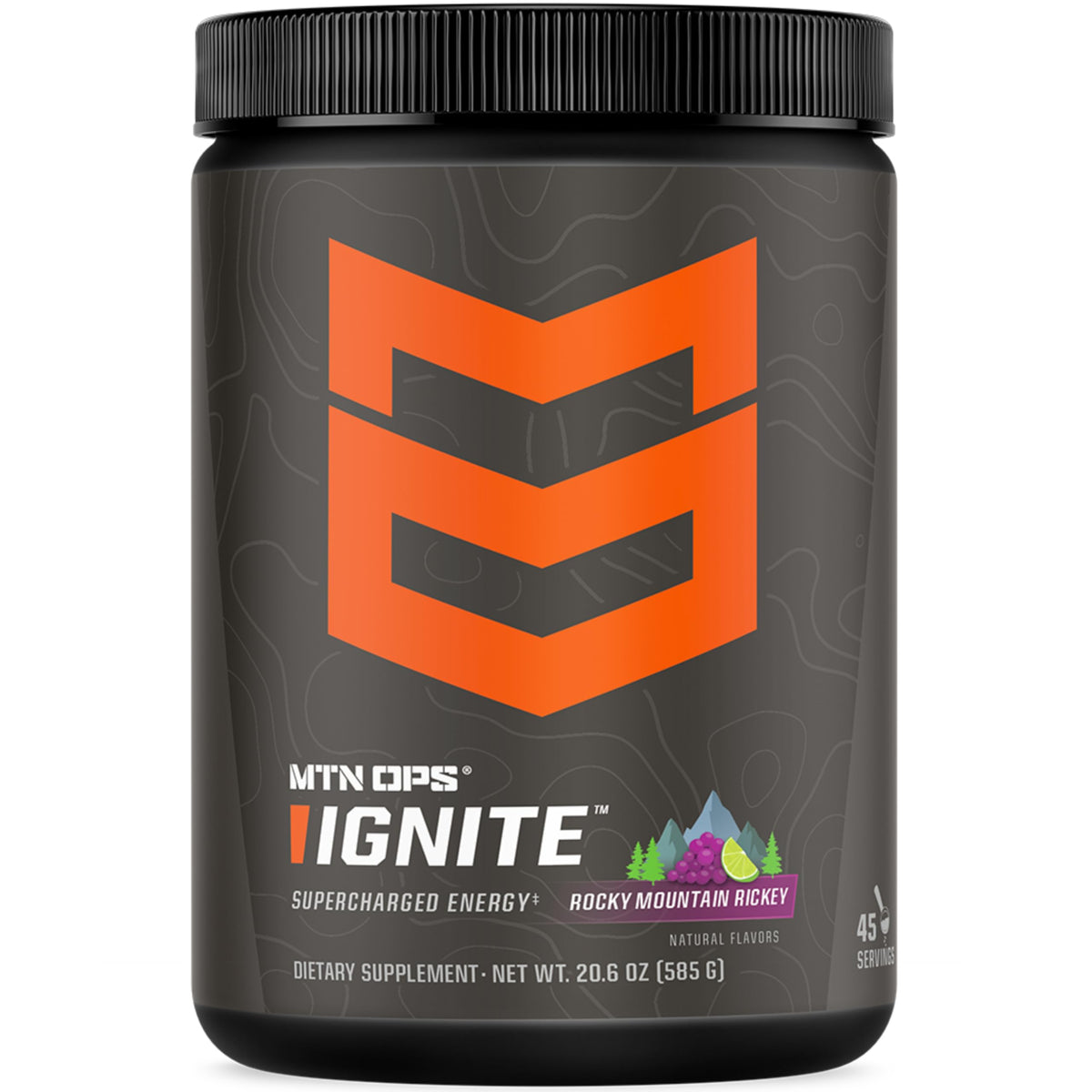 MTN OPS Ignite énergie en poudre prête à mélanger pour une usage rapide.