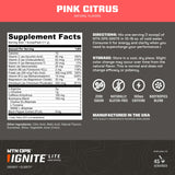 Boisson MTN OPS Ignite Lite couleur rose citron, goût léger pour démarrer la journée.