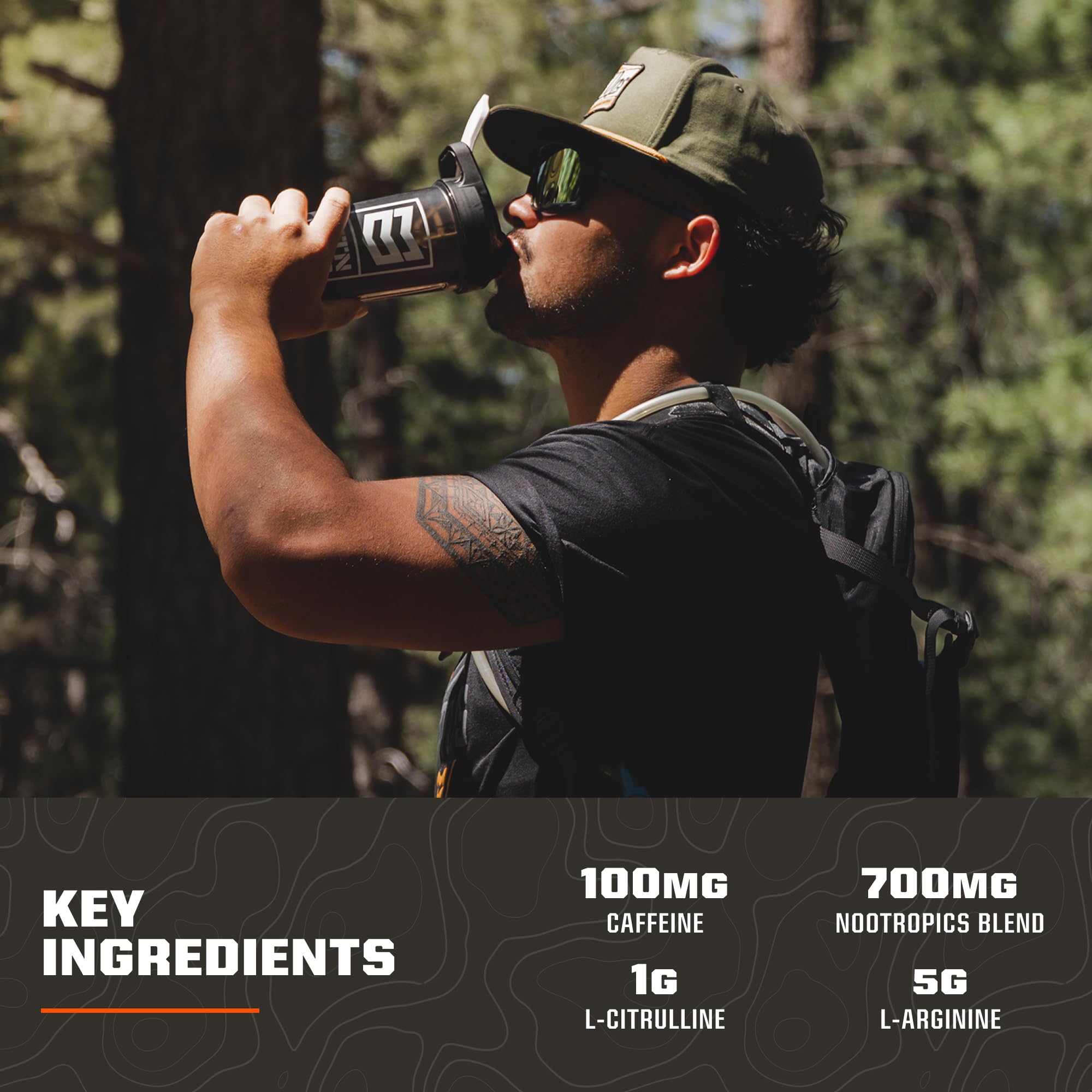 Ingrédients clés MTN OPS Ignite Lite: L-Arginine et L-Citrulline pour énergie soutenue.