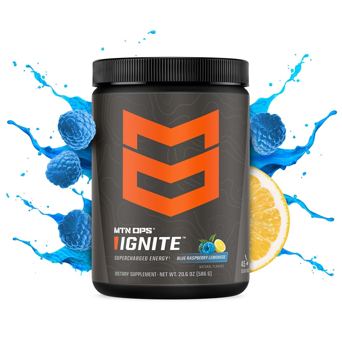 MTN OPS Ignite mélange-framboise-bleue: saveur rafraîchissante et énergie soutenue.