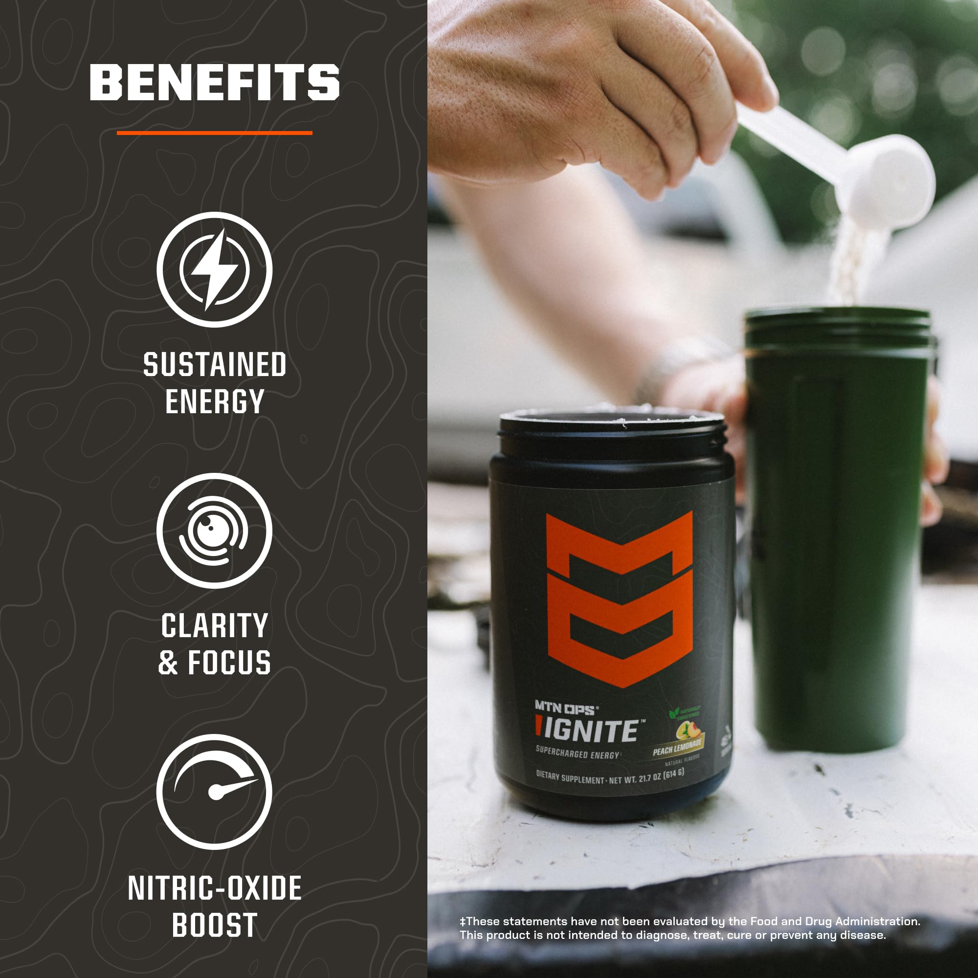 MTN OPS Ignite pot de poudre prêt à mélanger avec de l'eau.