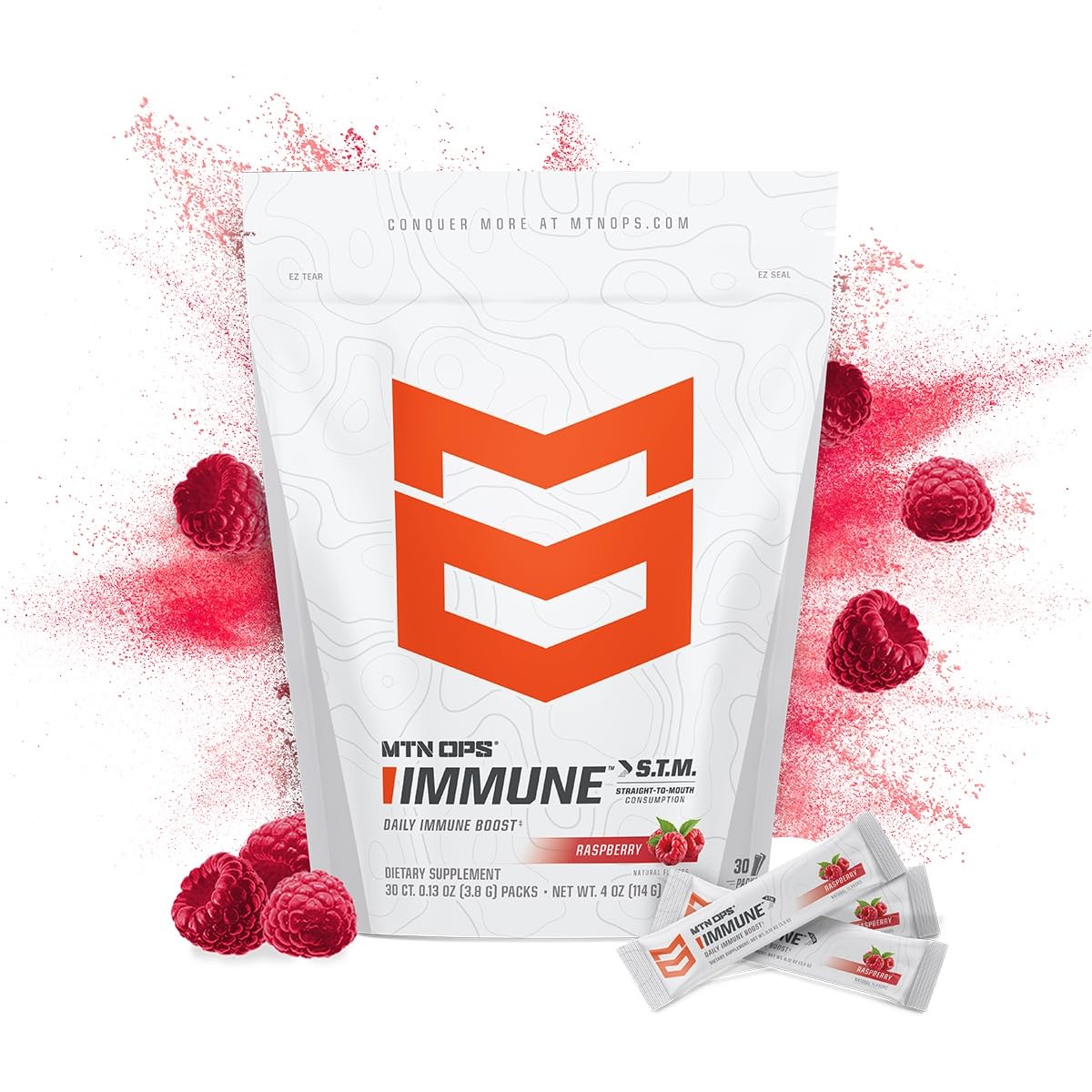 MTN OPS Immune STM sachet framboise usage portable toute la journée