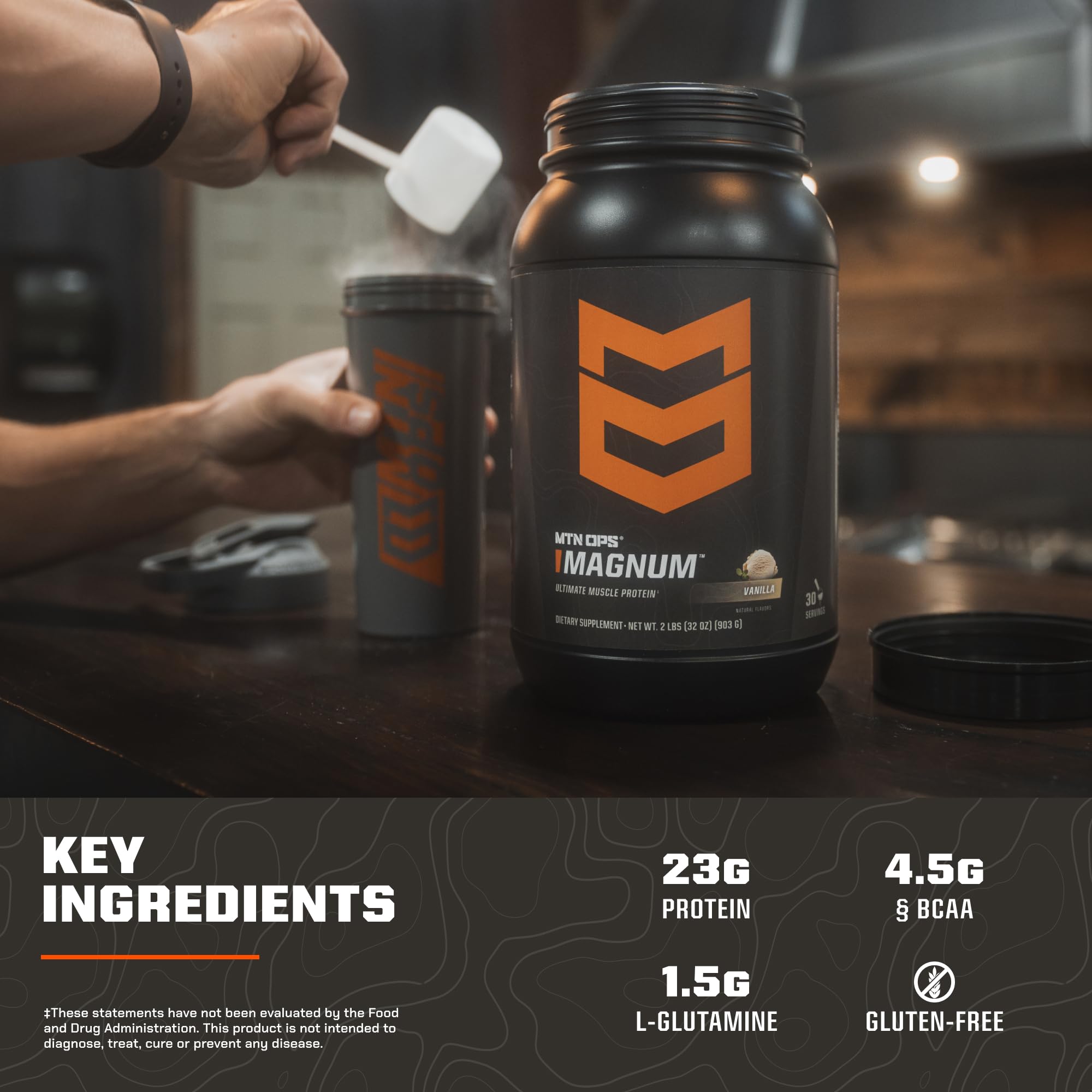 MTN OPS Magnum mélange dans l'eau ou lait pour une boisson protéinée