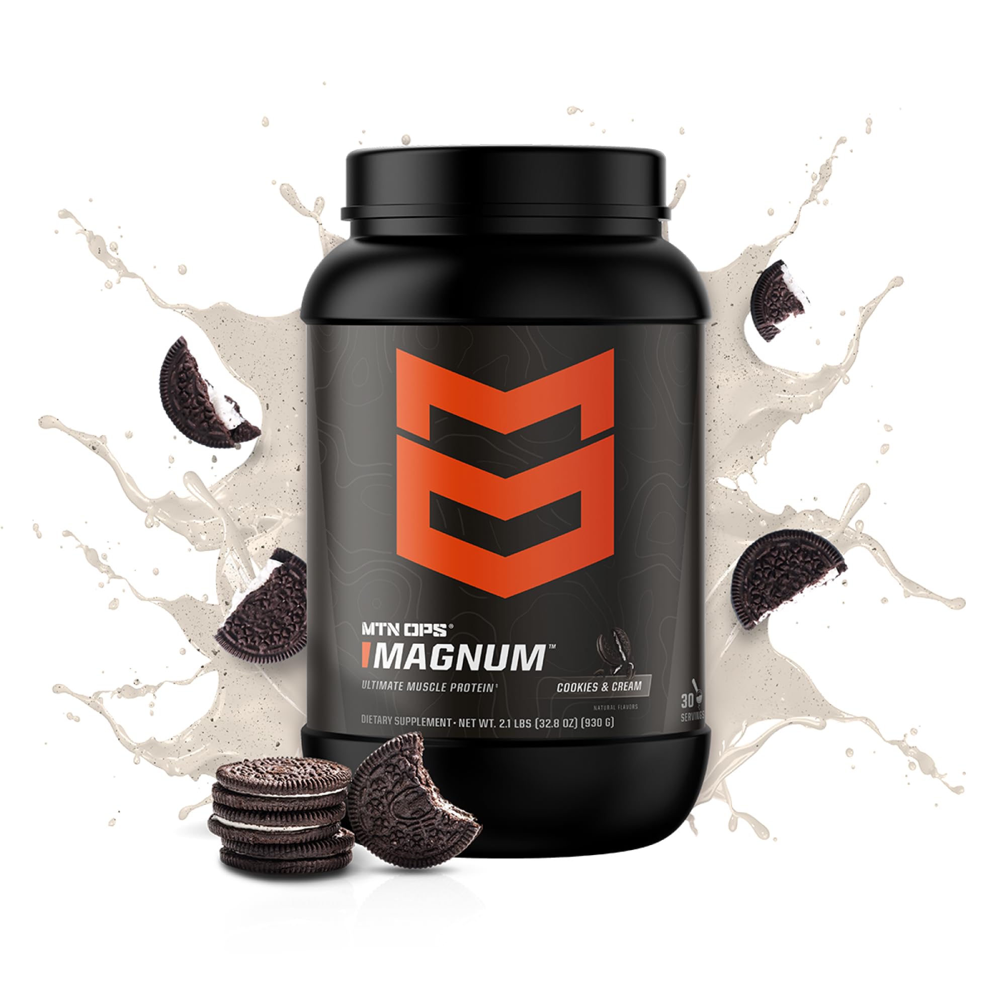 Étiquette MTN OPS Magnum bien lisible, source de protéines pratique au quotidien.
