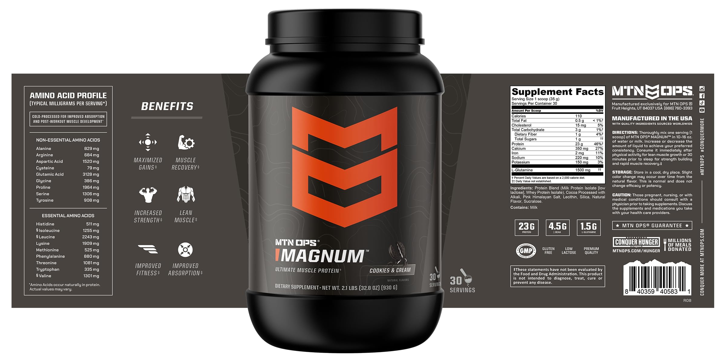 Ambiance salle de sport autour du MTN OPS Magnum cookies creme.