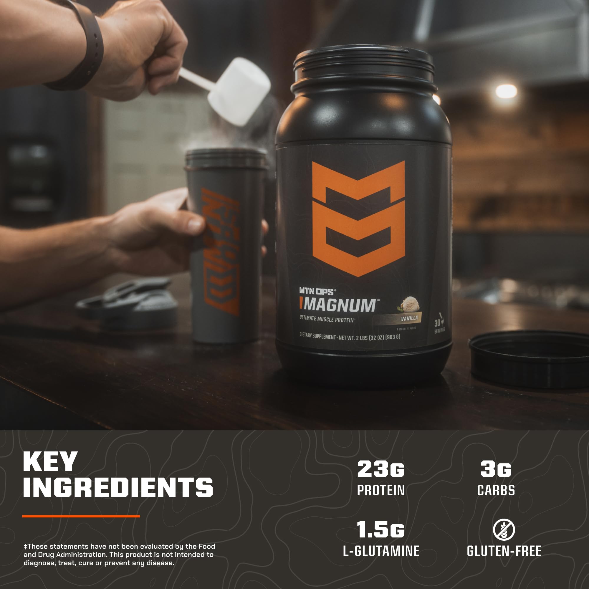 MTN OPS Magnum Vanilla bouteille vanille, apport protéique régulier et pratique au quotidien.