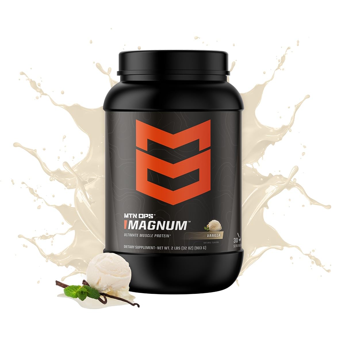MTN OPS Magnum Vanilla doseuse et mesure, plan nutritionnel simplifié après l'entraînement.