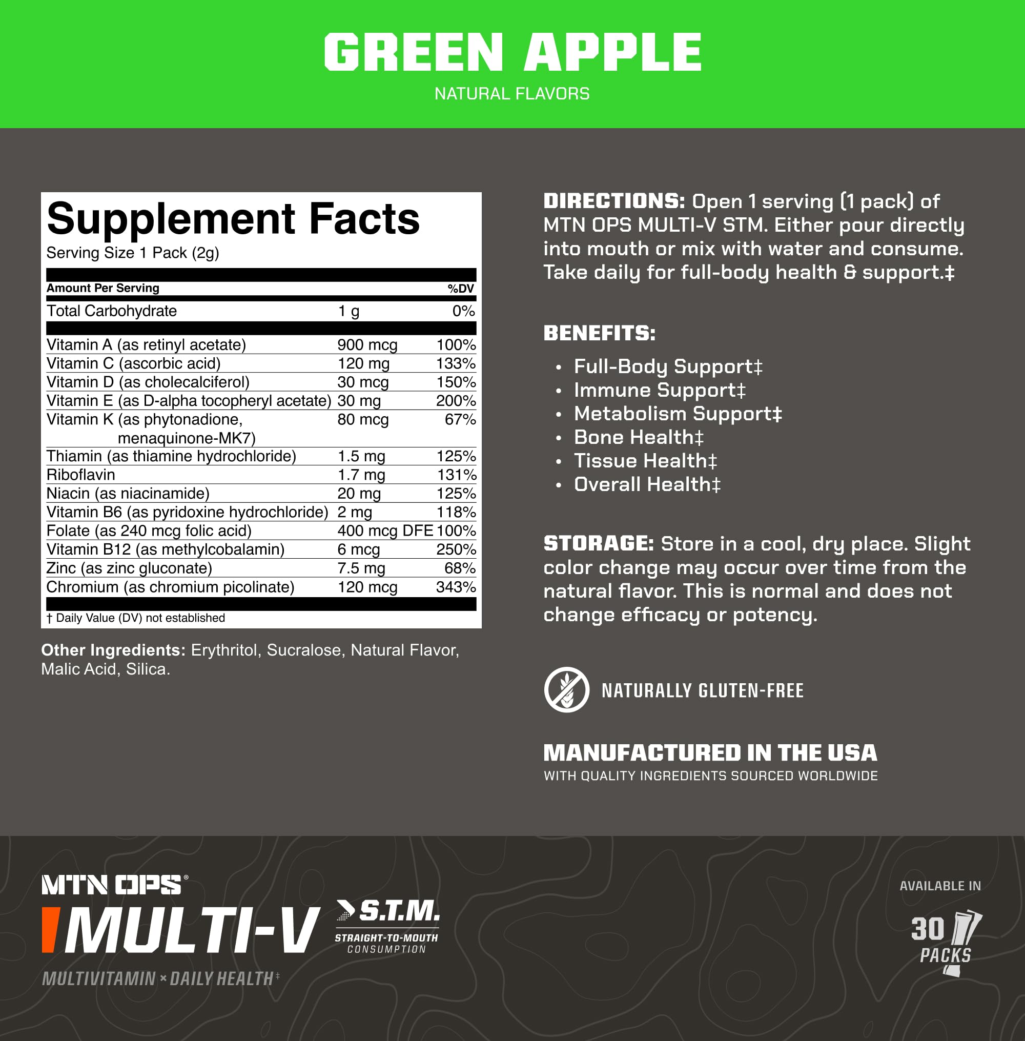 MTN OPS Multi‑V STM vitamine C et zinc pour le soutien immunitaire.