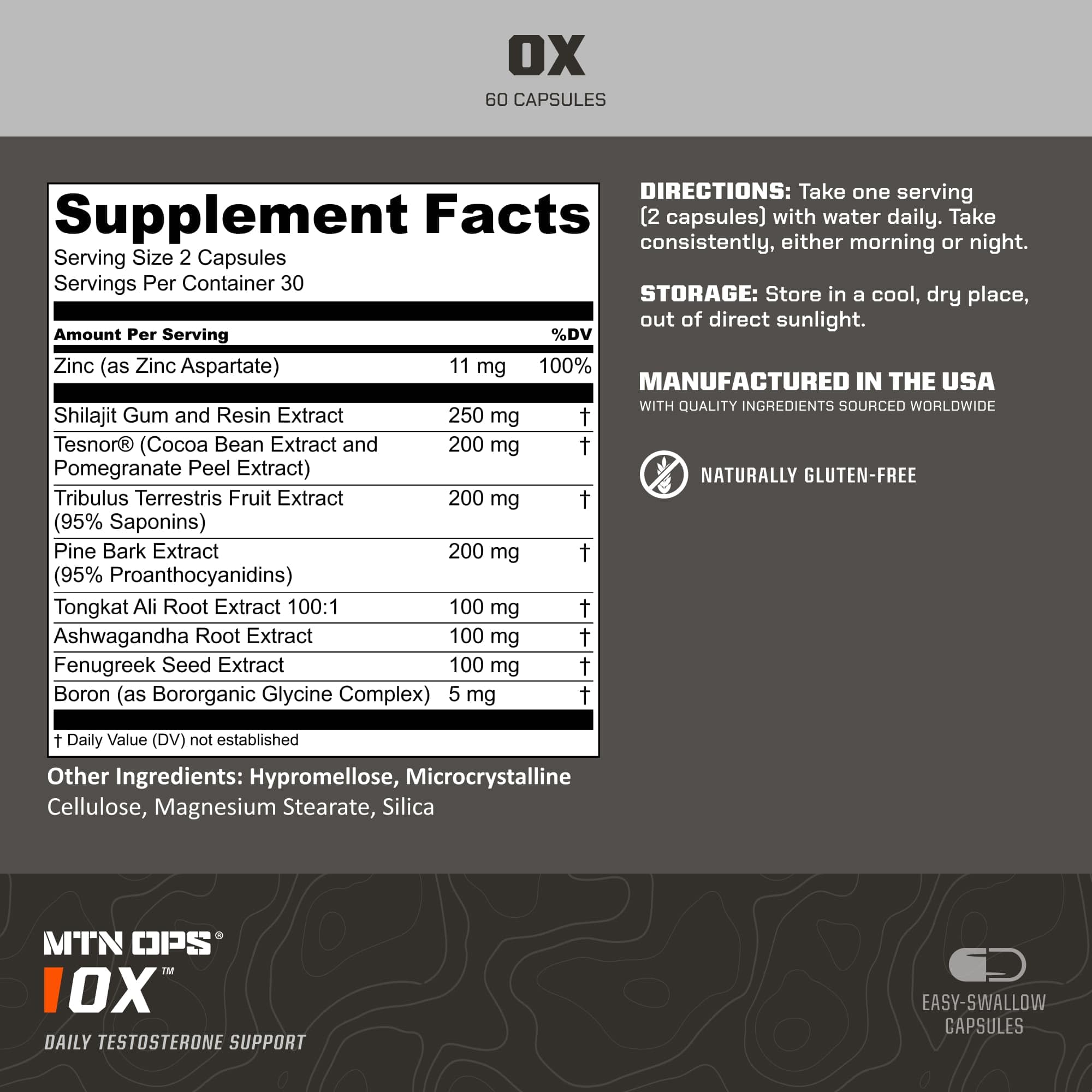 Capsules MTN OPS Ox, prise pratique pour la vitalité.