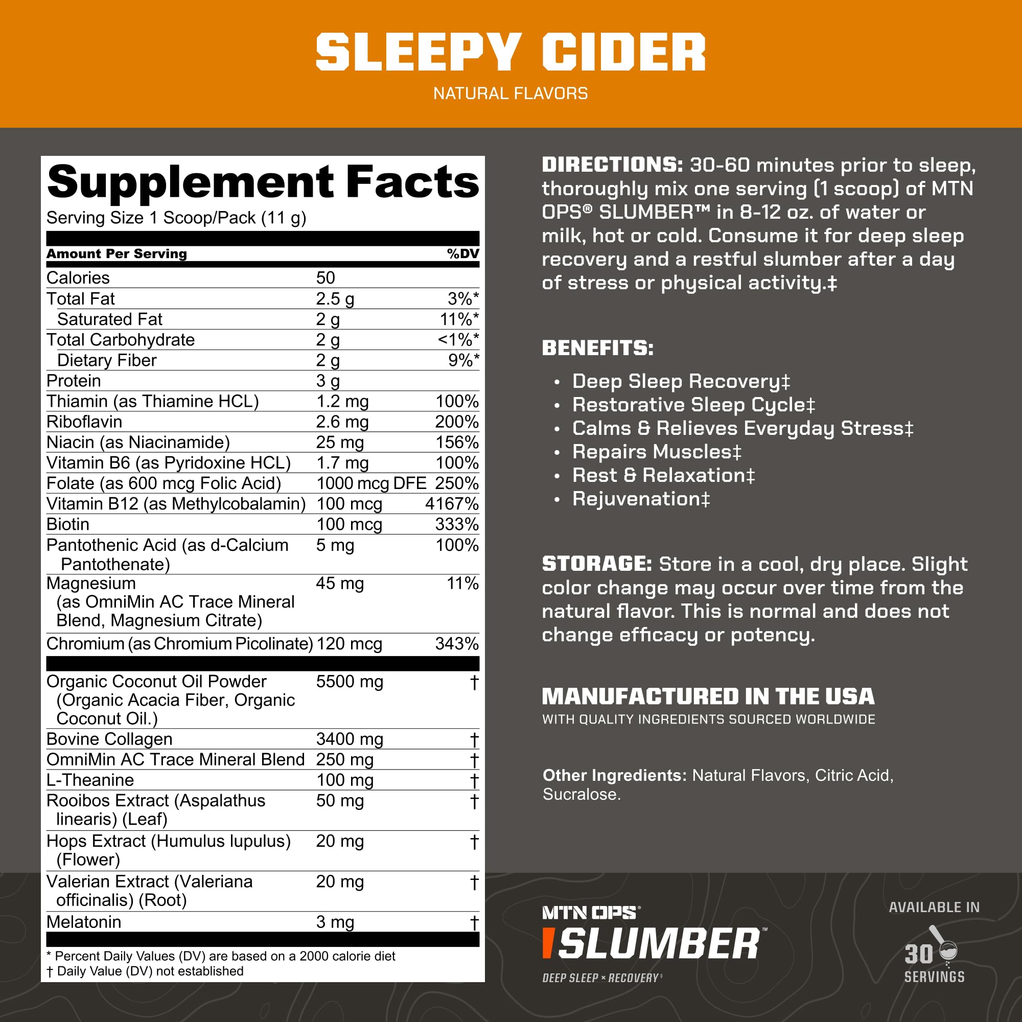 MTN OPS Slumber cuillère doseuse prête à mesurer une portion.