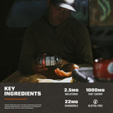 MTN OPS Slumber Gomme – ingrédients camomille illustrés, soutien naturel à la détente.